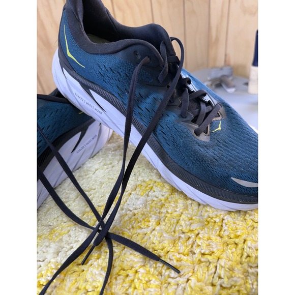 Hoka One One Clifton 8 Wide Teal Yellow Men's Running Shoes Size 11 wide Nice! - Picture 2 of 16